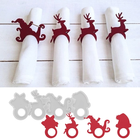 Weihnachten Serviettenring Silikonform Rentier Weihnachtsmann Schlitten Hut DIY Handwerk Gießen Für Feiertag Tischdekoration