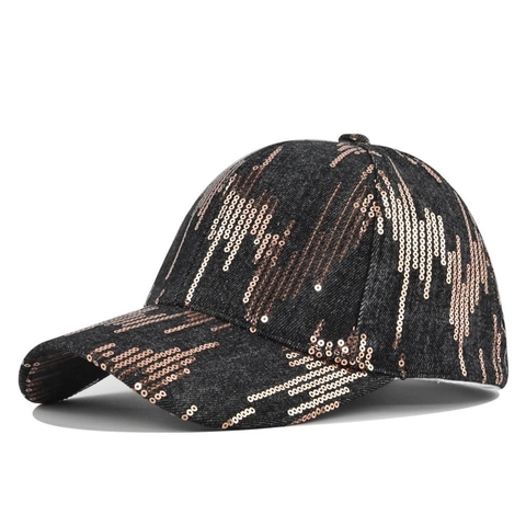 Gorra De Béisbol De Mezclilla Con Lentejuelas Moda Protección Solar Ajustable Sombrero Deportivo Para Mujeres Hombres