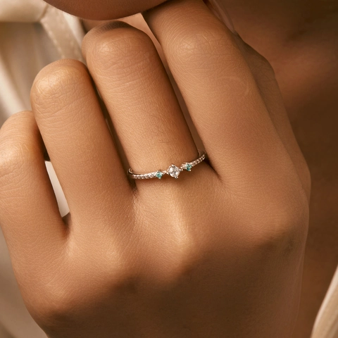 Anillo de Plata de Ley 925 para Mujer Circonia Redonda Centelleante Incrustado a Mano Estilo Fresco Joyería Geométrica Anillo de Dedo