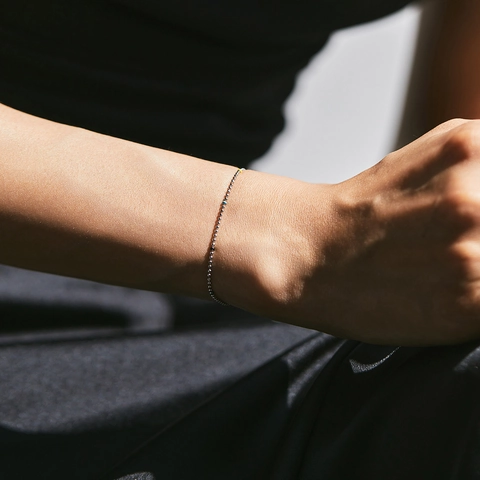 Bracciale Minimalista In Argento Sterling 925 Con Perle Di Smalto Colorate Regolabile Per Donne