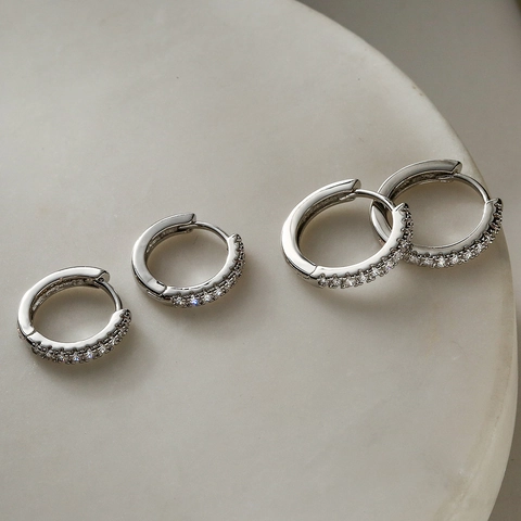 Geometrische Hoop Oorbellen Koper Echt Goud Verguld Zirkoon Eenvoudig Vintage Veelzijdig Dames Sieraden