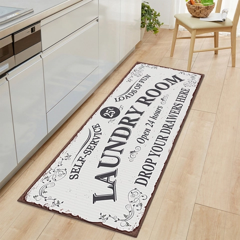Tapis De Cuisine Style Vintage Tapis De Buanderie Velours Cristal Antidérapant Absorbant Passage Durable Lavable Décoration