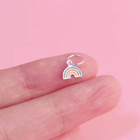 Regenbogen Charm Anhänger S925 Sterling Silber Bunte Emaille Süß Frisch Klein DIY Halskette Armband Ohrring