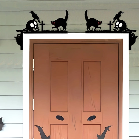 Halloween Door Corner Decoration Silhouette Wooden Pumpkin Ghost Witch Spider Web Sign Home Party Wall Accessory