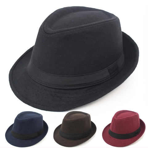 Vintage British Style Fedora Hat For Men Women Wool Blend Felt Jazz Hat With Ribbon Band Solid Color Warm Autumn Winter