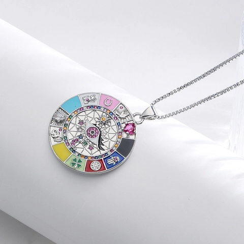Evil Eye Amulett Anhänger Halskette Bunte Emaille Zirkonia Kupfer Boho Glückssymbole Schmuck Für Damen