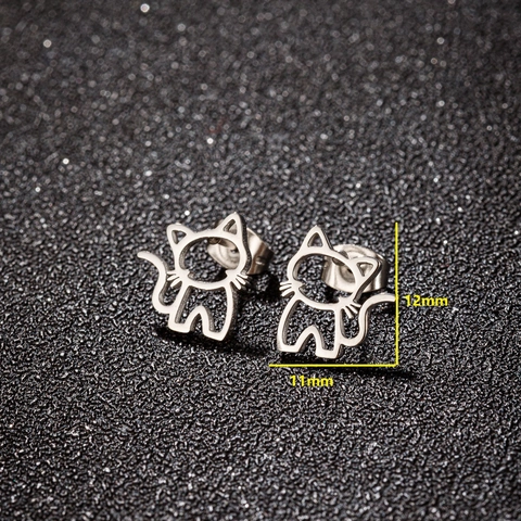 Süße Katzen Ohrstecker Edelstahl Ausgehöhlt Minimalistisches Tierdesign Ohrschmuck Für Frauen Mädchen