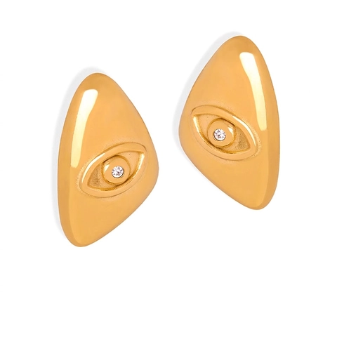 Retro Titaniumstaal Boze Oog Oorknopjes Voor Dames Goud Zilver Gegalvaniseerd Geometrisch Strass Ingelegd Mode Sieraden Cadeau