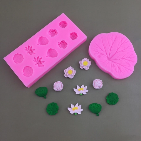 Lotusblatt Blumen Silikonformen mit realistischer Textur für Fondant Tortendekoration DIY Tonhandwerk Schokolade Backwerkzeuge