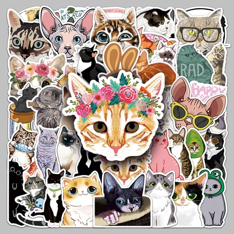 Simpatici Adesivi Gatto PVC Impermeabili Graffiti Non Ripetitivi Per Laptop Bagagli Auto Bicicletta Decorazione