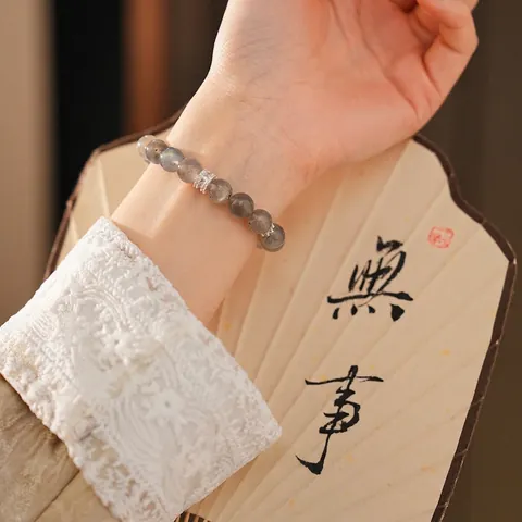 Natural Moonstone Beaded Bracelet With Zircon Copper Spacers Elegant Retro Style Jewelry For Women