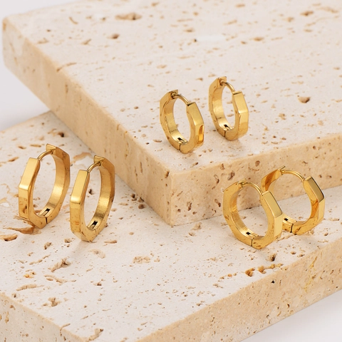 Pendientes De Aro Geométricos De Acero Inoxidable Forma De Estrella Hexagonal Joyería De Moda