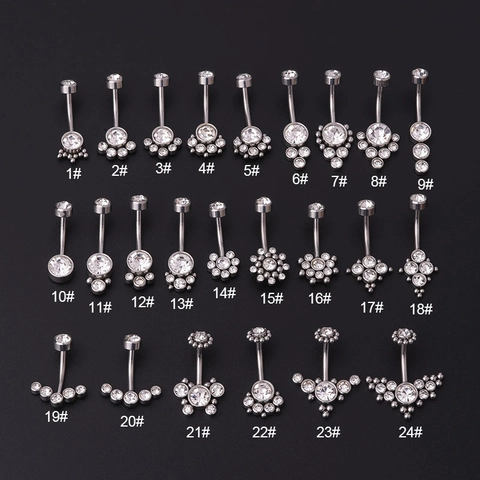 Sexy Stainless Steel Belly Rings Cubic Zirconia Navel Rings Piercing Jewelry For Women Gold Plated Fashion Curved Barbell