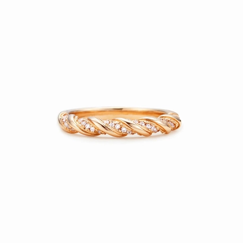 S925 Sterling Zilveren Infinity Twist Ring Voor Dames Champagnegoud Micro Pave Strass Minimalistische Mode Vingerring Sieraden