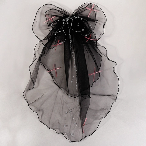 Velo De Novia Tul Malla Con Perlas Artificiales Lazos Peine Para El Cabello Para Boda Fiesta Compromiso Dulce Elegante