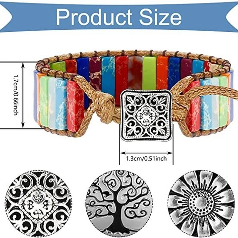 Pulsera De Piedra Imperial Tejida A Mano Cuerda De Cera Bohemia Cuentas De Piedra Natural Hebilla De Metal Ajustable Joyería Vintage
