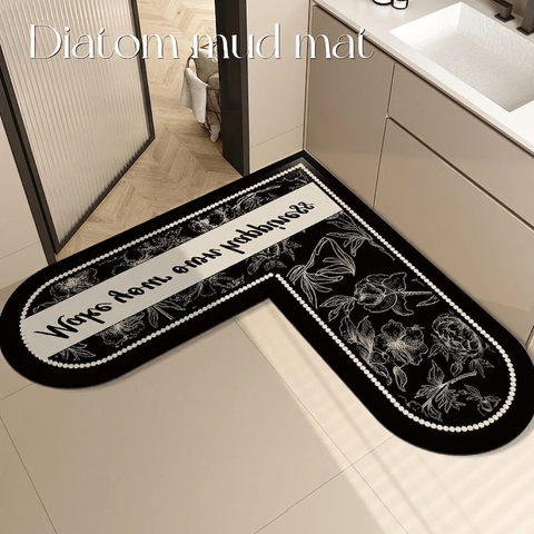 Tappetino Da Bagno A L Terra Di Diatomee Assorbente Antiscivolo Tappeto Angolare Per Lavandino Doccia Motivo Geometrico Moderno
