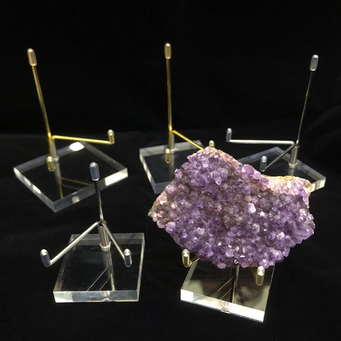 Display Stand Acrylic Metal Mineral Crystal Stone Specimen Holder Base Adjustable Desktop Jewelry Organizer