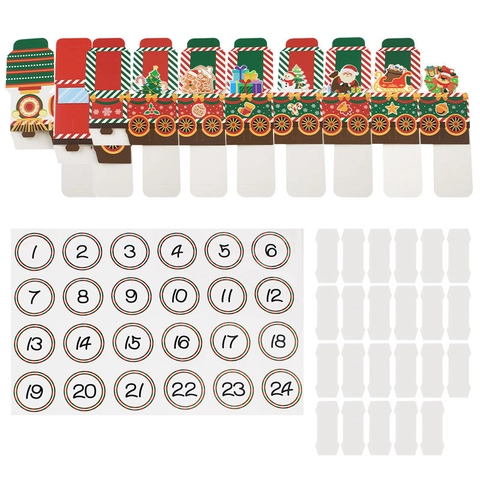 Calendario De Adviento De Navidad Cajas De Regalo Tren Cartón Embalaje De Caramelos Para Decoración Festiva DIY