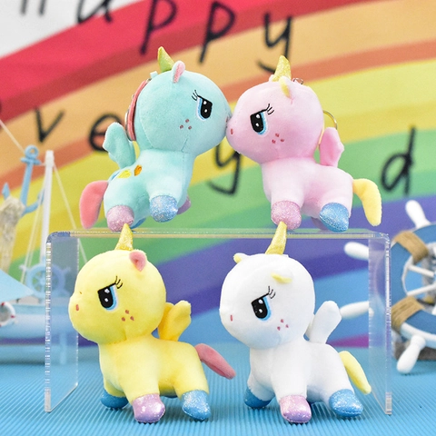 Süßes Regenbogen Einhorn Plüsch Schlüsselanhänger Weiches Gefülltes Pony Puppe Tasche Anhänger Für Damen Mädchen Geschenk Tier Schlüsselring