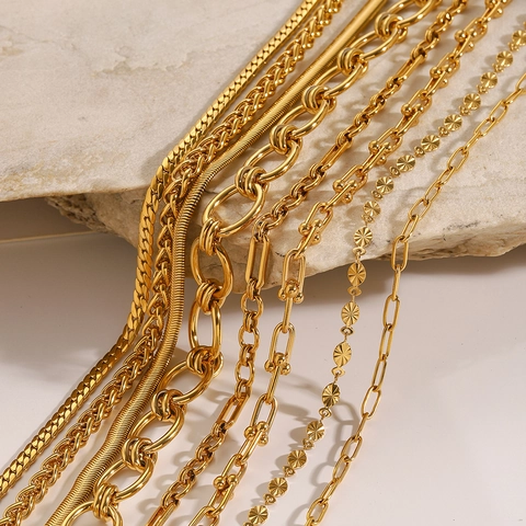 Stainless Steel Gold Necklace For Women Waterproof Hypoallergenic Cuban Paperclip Snake Chain Fashion Jewelry Minimalist