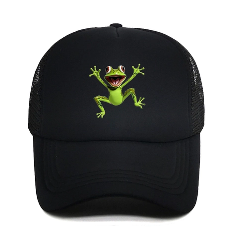 Καπέλο Trucker Polyester Mesh Αναπνεύσιμο Με Σχέδιο Βάτραχος Κινούμενα Σχέδια Προστασία Από Τον Ήλιο Για Άνδρες Γυναίκες