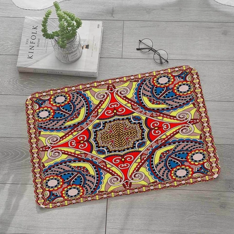 Tappeto Porta Bohemien Mandala Elefante Flanella Assorbente Antiscivolo Poliestere Per Corridoio Cucina Soggiorno