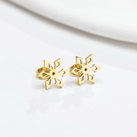 Boucles D'oreilles Puces Flocon De Neige Acier Inoxydable Creux Géométrique Minimaliste Chic Bijoux Pour Femmes