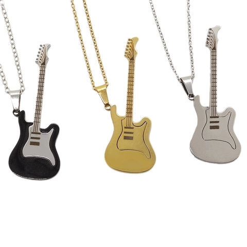 Gitarre Anhänger Halskette Edelstahl Titanstahl Musikalisch Hip Hop Punk Stil Für Damen Herren