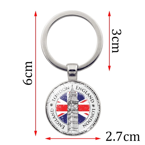 London England Souvenir Keychain Zinc Alloy Glass Dome Union Jack Flag Big Ben Tower Bridge Bag Pendant