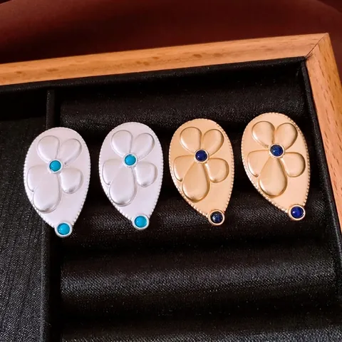 Orecchini A Goccia Fiore Vintage Lega Pietra Sintetica Con Perno In Argento 925 Stile Retrò Donna