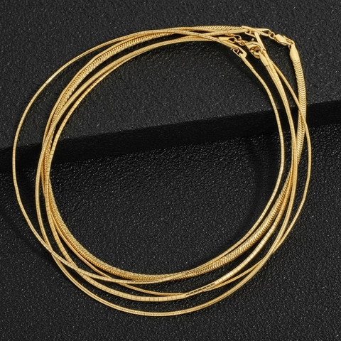 Collana a Catena a Serpente in Rame Placcato Oro 18K per Donna Girocollo a Catena Piatta Minimalista Gioielli Hip Hop