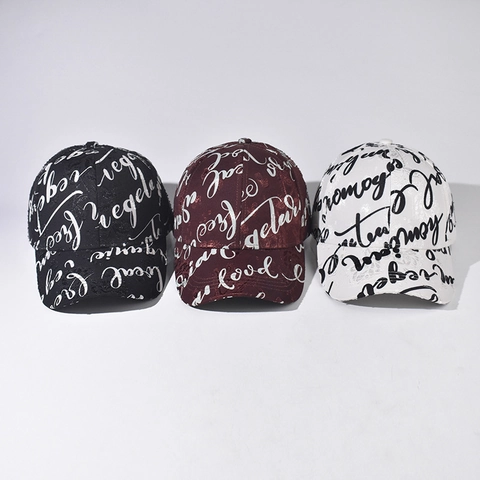 Casquette De Baseball Imprimé Lettres Graffiti Streetwear Réglable Protection Solaire Visière Courbe Unisexe