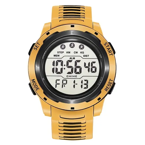 Digital Sports Watch For Men Boys Waterproof Multifunctional Pedometer LED Backlight Alarm Calendar Resin Strap Fashion Wristwatch
