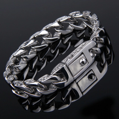 Bracelet À Chaîne Gourmette Alliage Totem Gravé Style Punk Vintage Bijoux Pour Hommes Garçons Hip Hop
