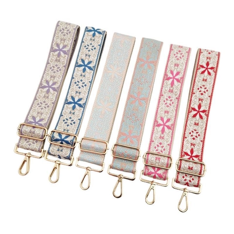 Bohemia Floral Jacquard Wide Bag Strap Replacement Adjustable Thickened Fabric Shoulder Belt For Women