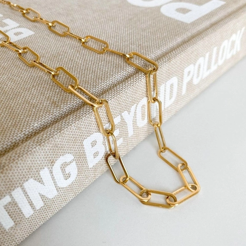 Collier Chaîne À Trombones Plaqué Or 18K Acier Inoxydable Style Punk Hip Hop Bijoux Minimalistes Pour Femmes