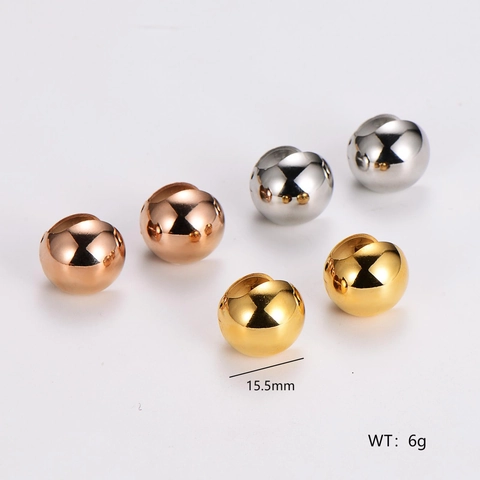 Orecchini A Cerchio Con Sfera Rotonda In Acciaio Inossidabile 304 Minimalisti Gioielli Geometrici Sferici Lucidi Da Donna