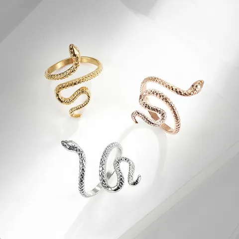 Anello A Serpente In Acciaio Inossidabile Trama A Squame In Rilievo Design Animale Di Moda Gioielli Per Donna