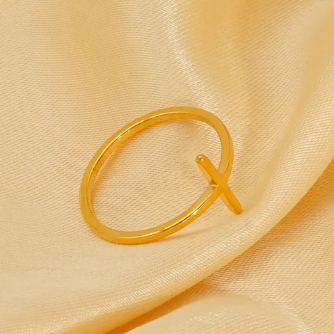 Minimalistische Gekruiste Ring Roestvrij Staal 18K Verguld Geometrische Band Mode Sieraden Voor Dames