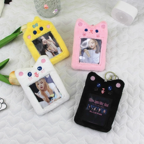 Plüsch Tier Fotokartenhalter Süß Kawaii Soft PVC Fenster Schlüsselanhänger Für Studenten Fans