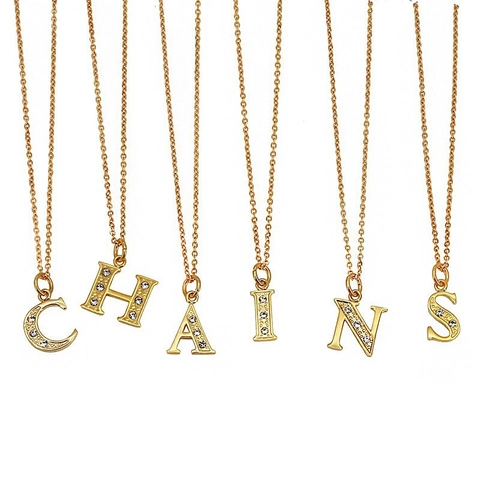 Collana Con Ciondolo Alfabeto In Acciaio Inossidabile 304 Placcato Oro 18K Micro Zircone Intarsiato Lettera Iniziale Moda