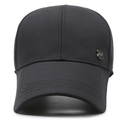 Herren Baseballkappe Polyester Business Casual Sonnenhut Mit Metallschild Abzeichen Verstellbar Sportlich Gebogener Schirm