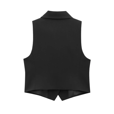 Women Suit Vest Waistcoat V Neck Single Breasted Lapel Slim Fit Polyester Solid Black Office Career Professional