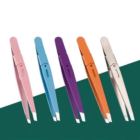 Professional Slant Tip Eyebrow Tweezers 430 Stainless Steel High Precision Hair Removal Makeup Tool For Men Women