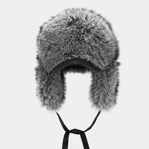 Sombrero De Trampero Invierno Mujer Felpa Piel Sintética Cálido Ruso Gorro Aviador Con Ala Cuero PU Orejeras