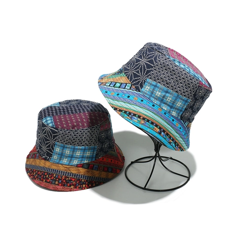 Vintage Fischerhut Aus Baumwolle Mit Patchwork Muster Und Boho Blumendruck Sonnenschutz Faltbare Kappe Für Damen Und Herren