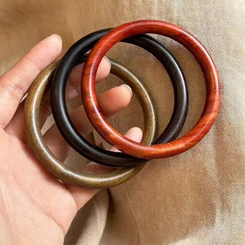 Retro Ethnic Wood Bangles Natural Texture Handmade Versatile Elegant Fashion Jewelry For Women