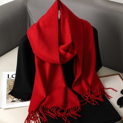Dames Winter Zachte Imitatie Kasjmier Sjaal Effen Kleur Warme Lange Gebreide Sjaal Met Kwastjes Mode Elegante Sjaal Wrap Dames
