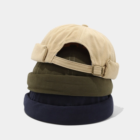 Gorro Docker Retro De Algodón Sin Ala Vintage Ajustable Miki Hat Unisex Color Sólido